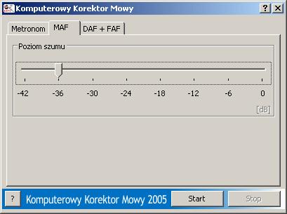 Widok okna aplikacji dla algorytmu MAF